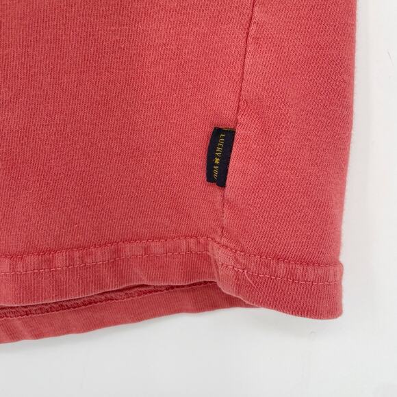 Lucky Brand Mens XL Cotton Crew T-Shirt Large Orange Pink Short Sleeve Pocket - Picture 5 of 10